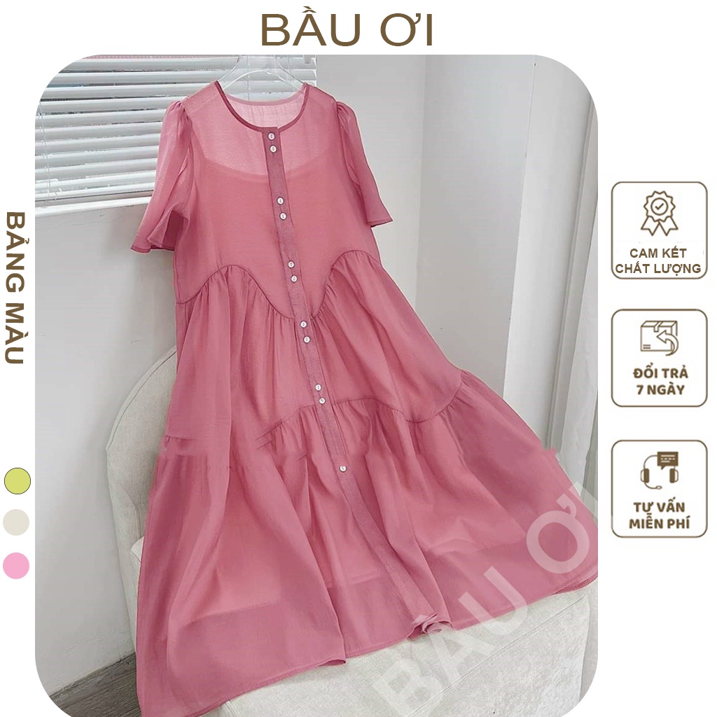 BAUOII V47] ĐẦM BẦU BABYDOLL TIỂU THƯ STYLE HÀN 2 LỚP TƠ LỤA MỀM MÁT - VÁY BẦU MÙA HÈ MẶC LÊN CỰC XINH
