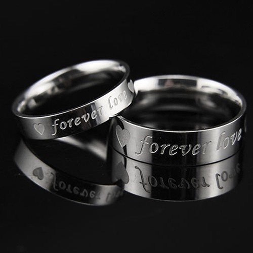 Nhẫn đeo tay thép titan khắc chữ ý nghĩa cho cặp đôi UnisexSteel