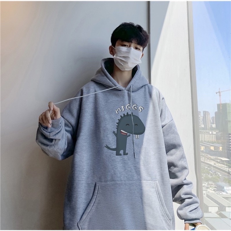 áo HOODIE MŨ 2 lớp in hình khủng long MIGGS