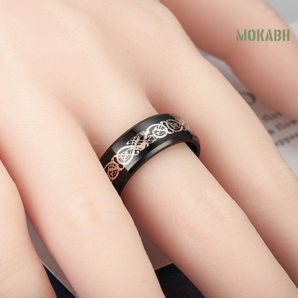 Nhẫn Nam Họa Tiết Rồng Phát Sáng Đơn Giản Thời Trang