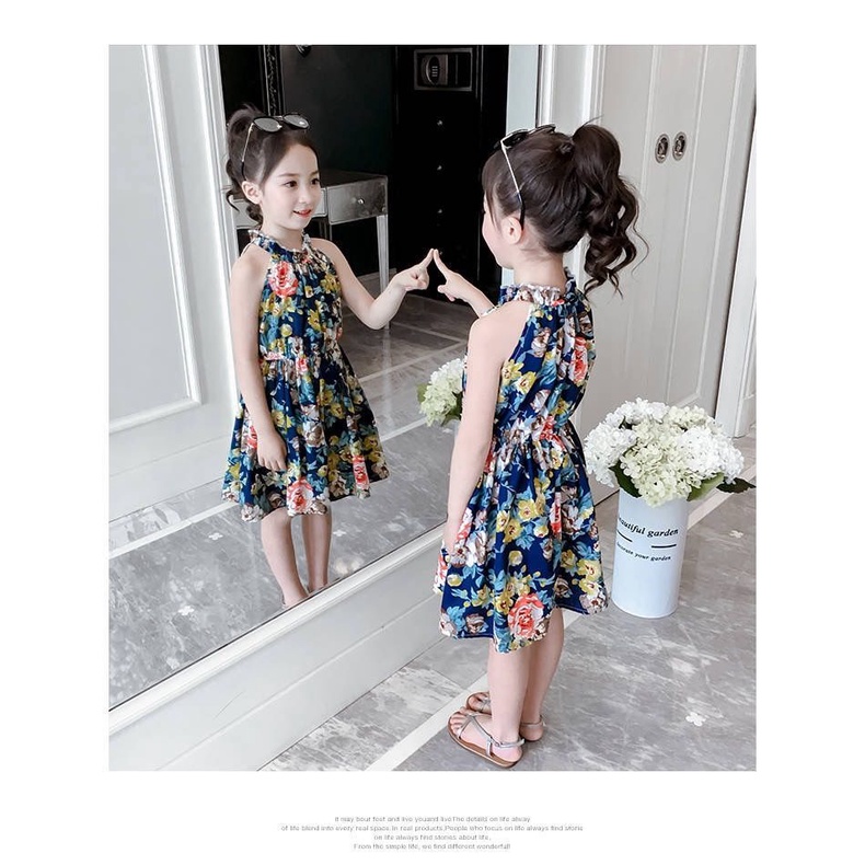 Girls' dress children's floral suspender dress summer dress 2021 new skirt little girl's pure cotton Princess Dress