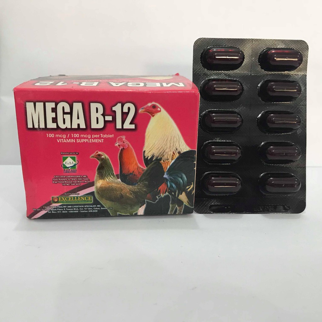 Mega B12 - Thuốc bổ gà đá tăng nước máu, nhanh tới đá -  1 vỉ 10 viên