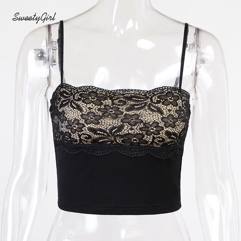 Áo Hai Dây Phối Ren Hở Lưng Có Thể Điều Chỉnh Thời Trang Cho Nữ