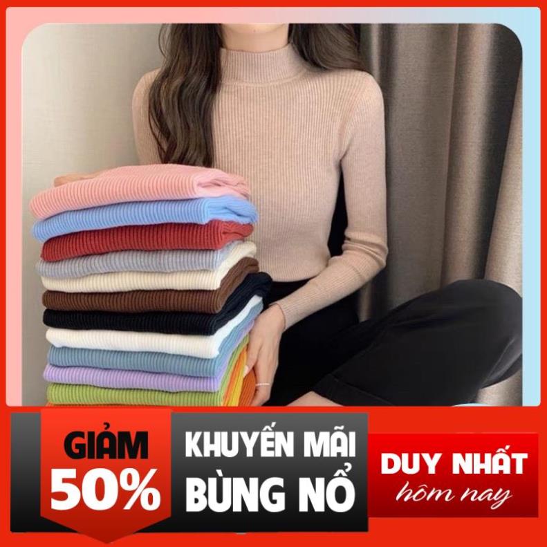 Áo len tăm cổ 3cm giữ nhiệt cho nữ, áo len tăm cổ cao giữ nhiệt nhiều màu cao cấp
