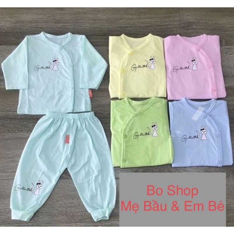 Bộ sơ sinh vạt chéo dài tay cho bé nhiều mẫu