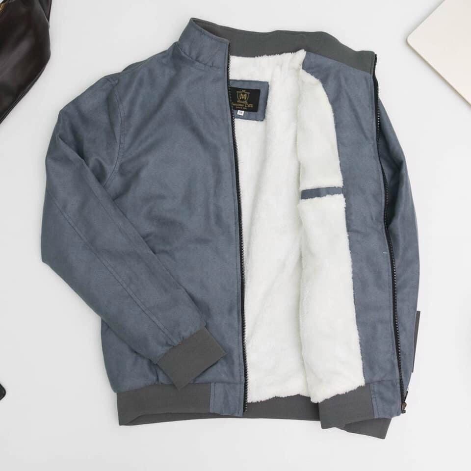 Áo khoác da lộn nam lót lông cừu cổ cao bomber đẹp cao cấp hàng hiệu mặc thu đông siêu ấm áp | BigBuy360 - bigbuy360.vn