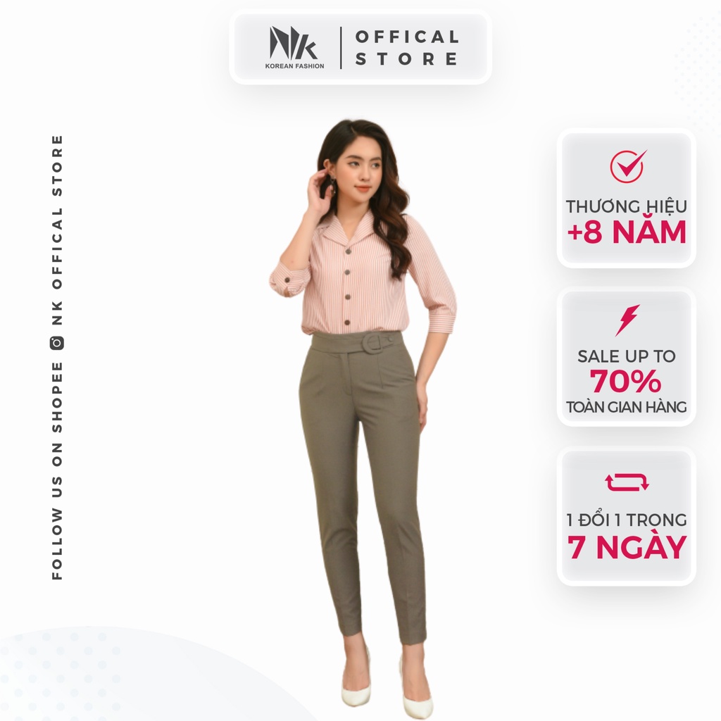 Quần Tây Nữ Công Sở NK Fashion Ống Đứng Cạp Cao Kèm Đai Bọc, Chất Liệu Nhập Hàn Siêu Mềm Mịn, Chống Nhăn Xù NKFQU2103009
