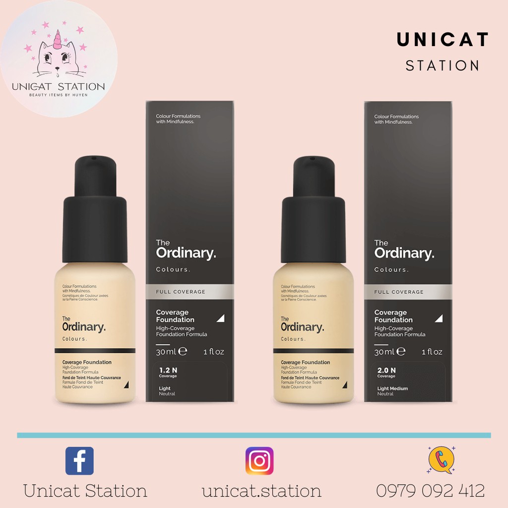 Kem Nền THE ORDINARY Coverage Foundation Tone 1.2N và 2.0N