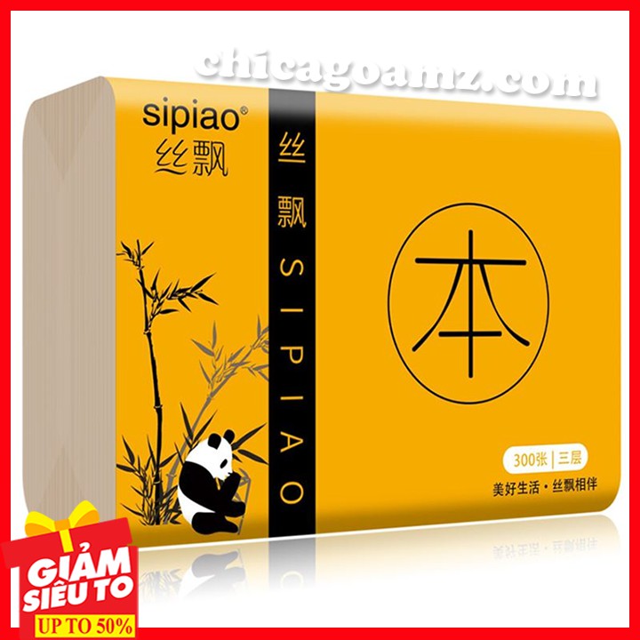 Giấy ăn gấu trúc siêu dai Sipiao (1 cuộn 300 tờ)