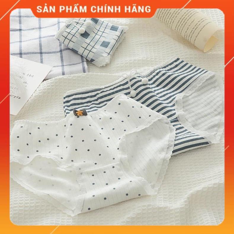 Quần Lót Nữ ❤️ Quần Cotton Nữ Gân Tăm Dễ Thương Kháng Khuẩn 0126
