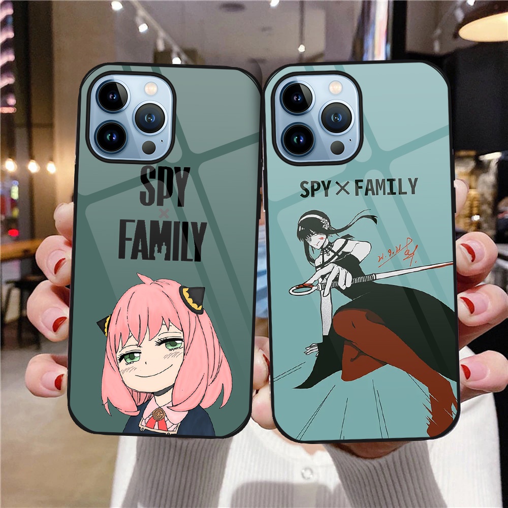 Ốp Điện Thoại Kính Cường Lực In Hình Anime Spyxfamily Cho iPhone 13 Pro Max 11 12 iPhone X XS 7 8 SE 2020