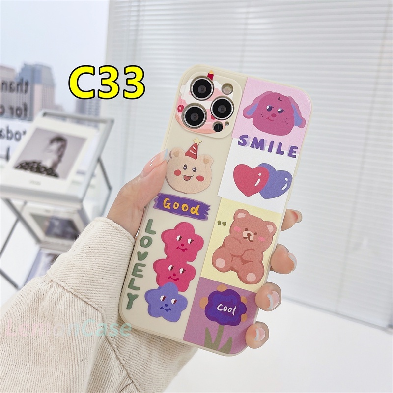 Casing Soft Case Tpu IPhone 12 mini 12 pro max 11 PRO MAX 6 7 6S 8 Plus X XR XSMAX Se 2020 6SPlus 7Plus 6Plus 8Plus XS Realme Motif Korean Cartoon Beruang Lucu Retro Antik TPU Cover