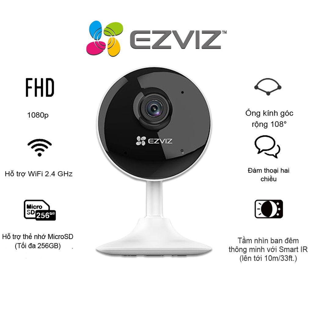 Camera Wifi IP Ezviz 2MP C1C 1080P Góc Quay Rộng - Hàng chính hãng ( BH 2 năm)