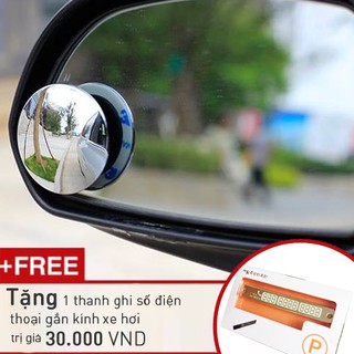 Combo bộ 02 gương cầu lồi tặng thẻ ghi số điện thoại gắn kính trên ô tô