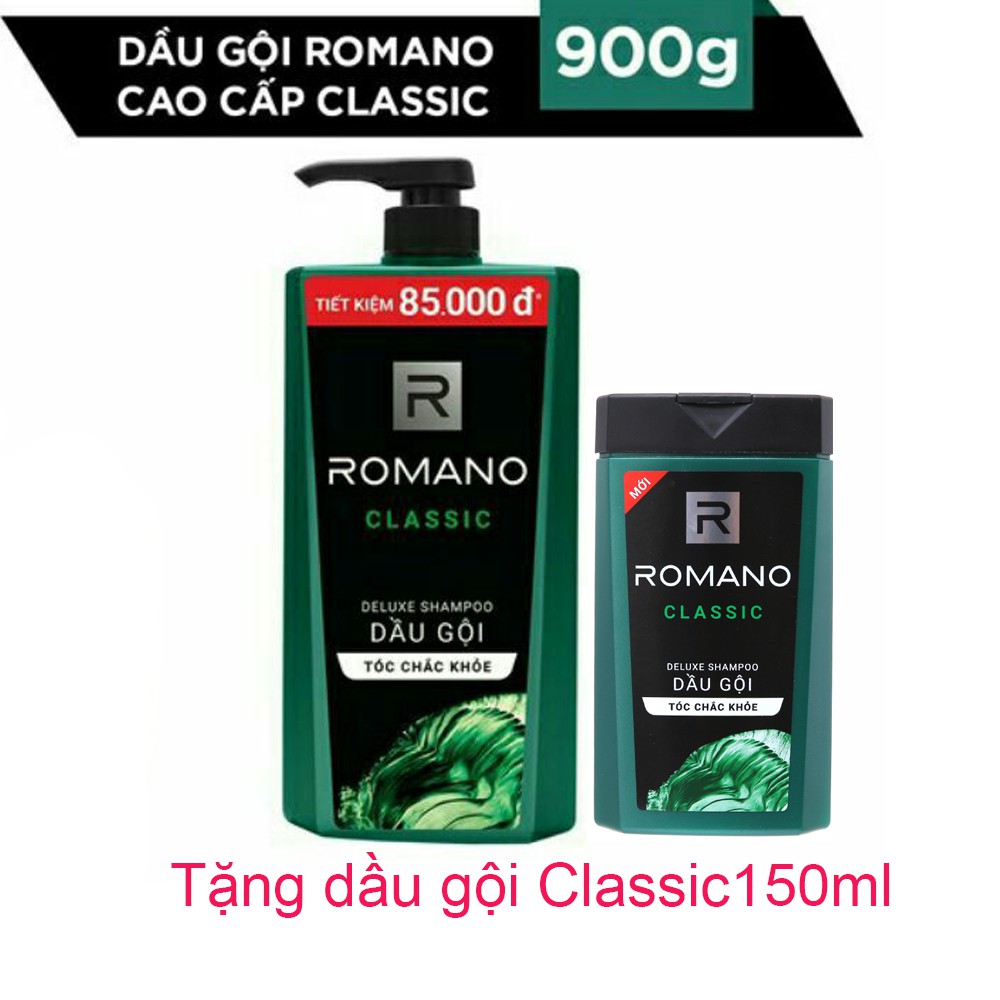 Dầu gội Romano Classic chai 900ml+Tặng kèm hàng khuyến mãi công ty