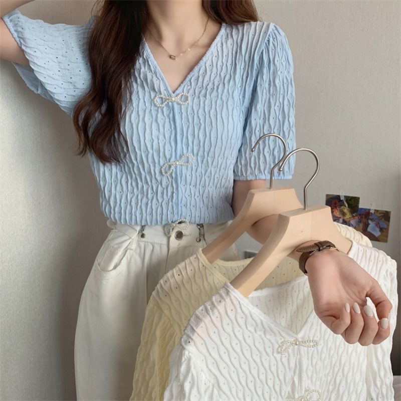 Áo Dệt Kim Phối Nơ Thời Trang Mùa Hè Cho Nữ