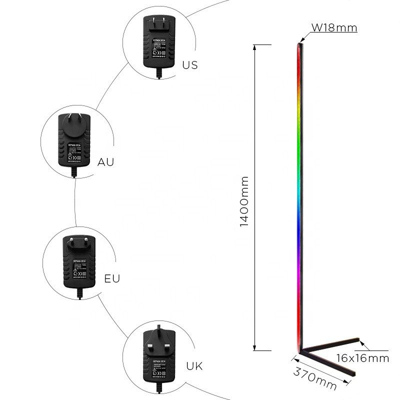 Đèn Góc Tường Corner Light RGB Led Kim Loại Trang Trí Phòng Khách, Phòng Ngủ, Phòng Game kèm điều khiển hot trend tiktok