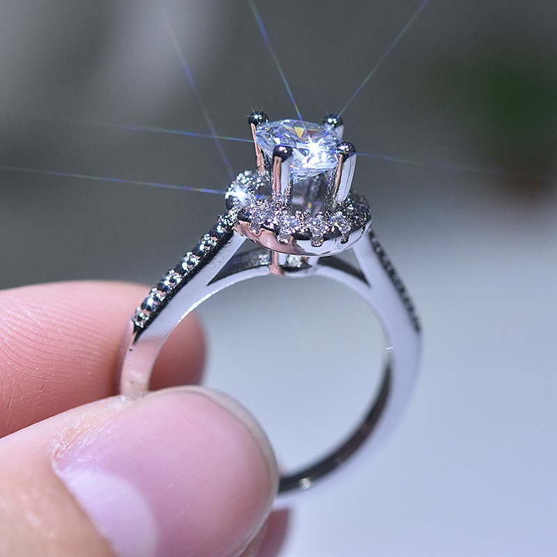 Nhẫn Đính Đá Zircon AAA Thiết Kế Sang Trọng Thời Trang Cho Nữ