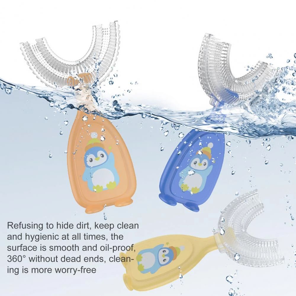 YIYU [Hàng mới về] Bàn chải đánh răng hình chữ U bằng silicon mềm an toàn tiện dụng cho bé từ 2-12 tuổi