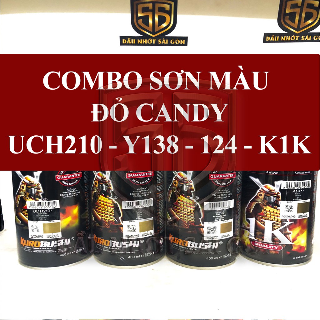 COMBO 4 CHAI MÀU ĐỎ CANDY SƠN XỊT SAMURAI UCH210 - 124 - Y138 - K1K