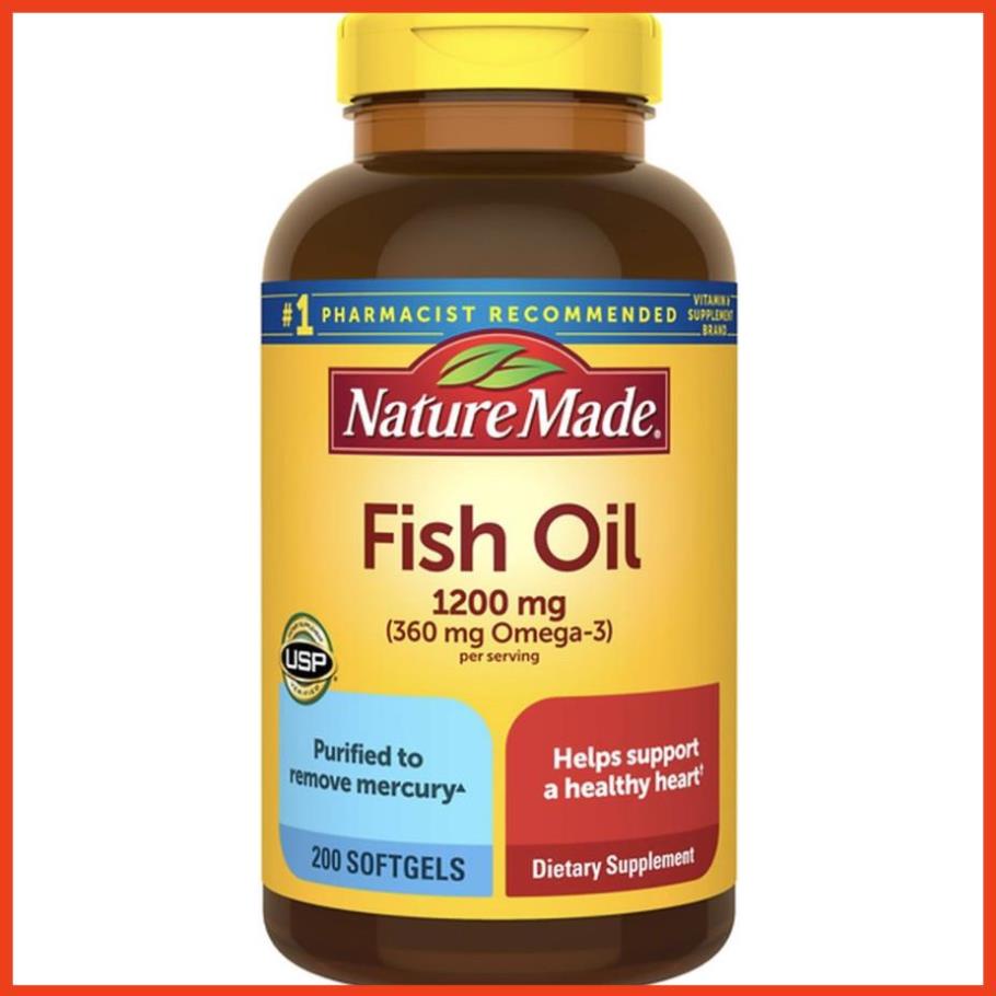 Viên uống Dầu Cá Nature Made Fish Oil 1200mg Omega 3 cúa Mỹ 200 viên