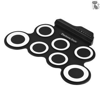 COD☆ Compact Size Portable Digital Electronic Roll Up Drum Set Kit 7 Silicon Drum Pads USB Powered wi
