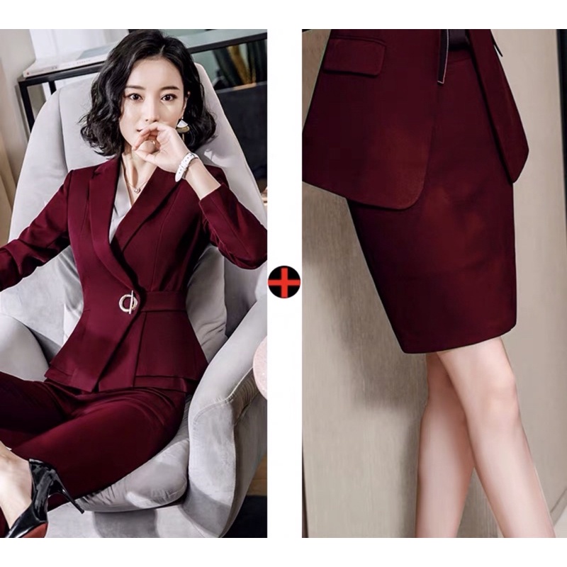 Bộ Quần Áo Vest Công Sở Nữ Gồm Áo Vest + Quần/ Chân Váy | Tomjune Shop V001