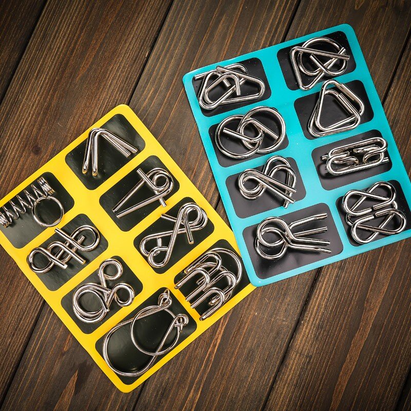 Bộ đồ chơi trí tuệ Nhật Bản 8 món Metal Puzzle tháo lắp vòng sắt thông minh, trò chơi trí tuệ cho người lớn và trẻ em