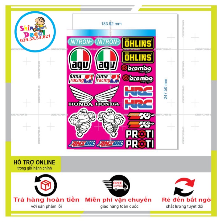 LOGO STICKER HỒNG MICHILIN UMA HRC - SHINDECAL2
