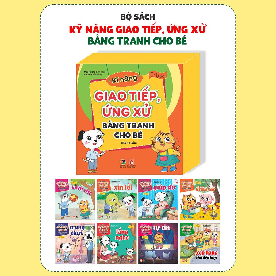 [Mã LIFEXANH03 giảm 10% đơn 500K] Sách - Bộ 8 cuốn Kĩ năng giao tiếp ứng xử bằng tranh cho bé từ 0-6 tuổi