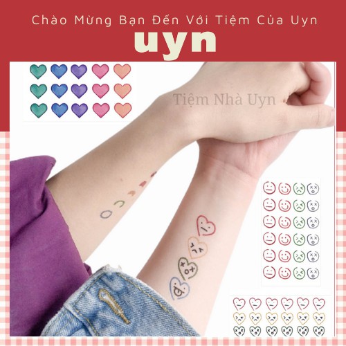 Xăm Dán Mini Chống Thấm Nước Cá Tính Xinh Xắn- Xăm Dán Trái Tim Mini