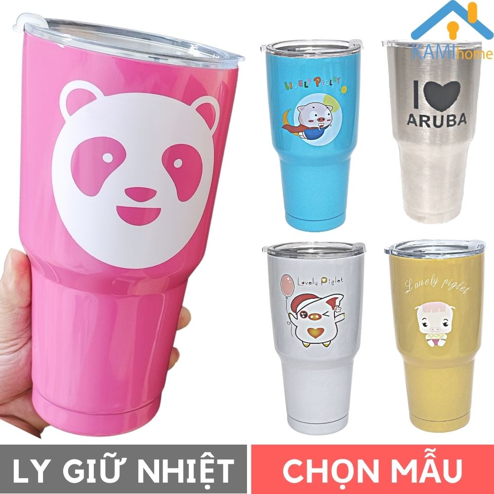 Ly giữ nhiệt Thái Lan 900ml Kèm Bộ Ống hút bình uống nước cốc cách nhiệt cao cấp Kami22008