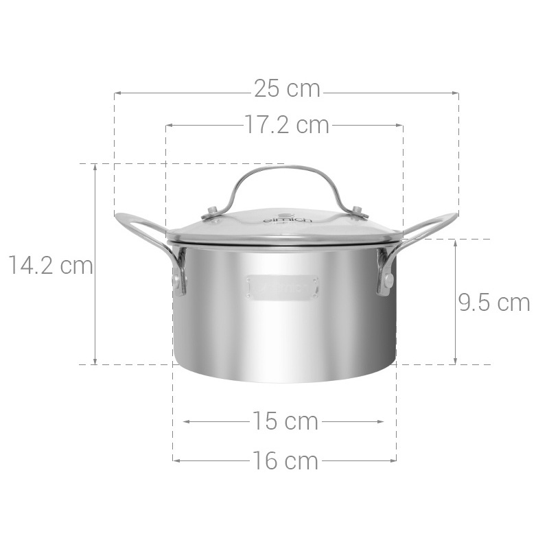 Nồi Inox 3 lớp đáy liền Tri-Max Elmich 2353732(18cm)