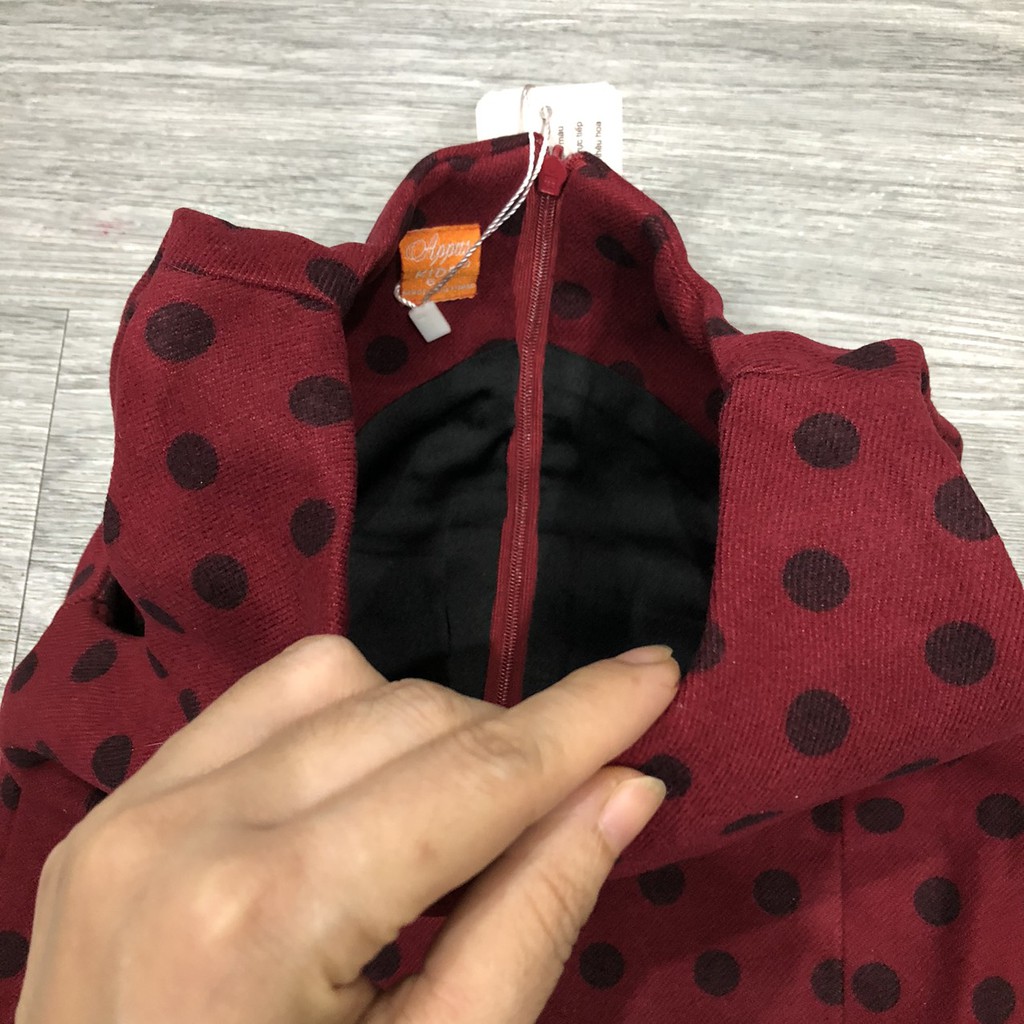 Váy bé gái thu đông, váy dạ chấm bi không tay 2 lớp dày dặn siêu xinh cho cho bé