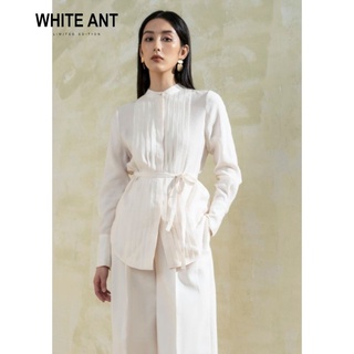 Áo Sơ Mi Dài Tay Công Sở Nữ WHITE ANT AIRPRO SHIRT Cổ Tàu Dáng Dài Kèm Đai Eo, Chất Liệu Lụa Mềm Mịn 170300059.994