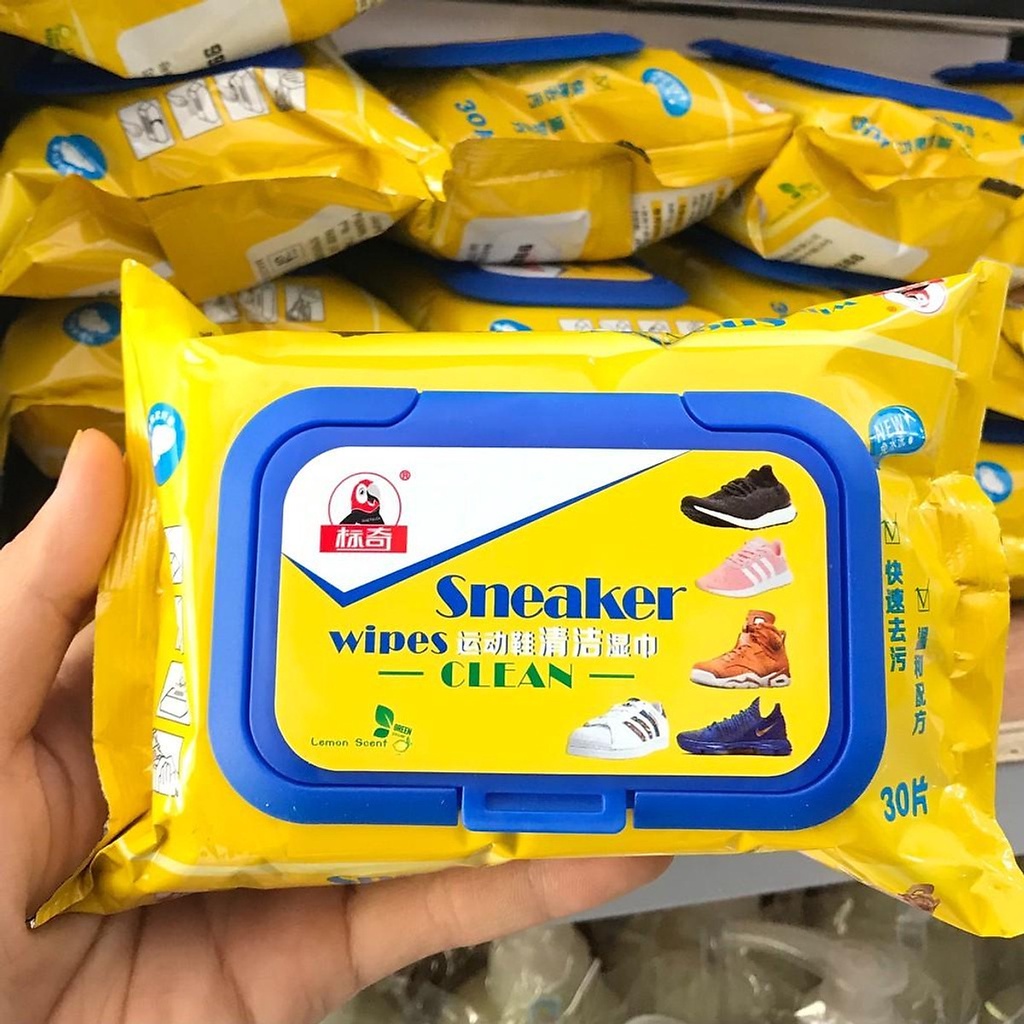 KHĂN LAU GIÀY - GIẤY LAU GIÀY TIỆN LỢI GÓI 30 CHIẾC lau giày trắng diệt khuẩn, chống ố, tiện lợi mọi nơi (Sneaker Wipes)