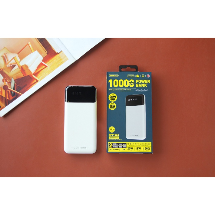 Pin sạc dự phòng hỗ trợ sạc nhanh siêu mỏng 10000mAh PD 20W Remax RPP-502