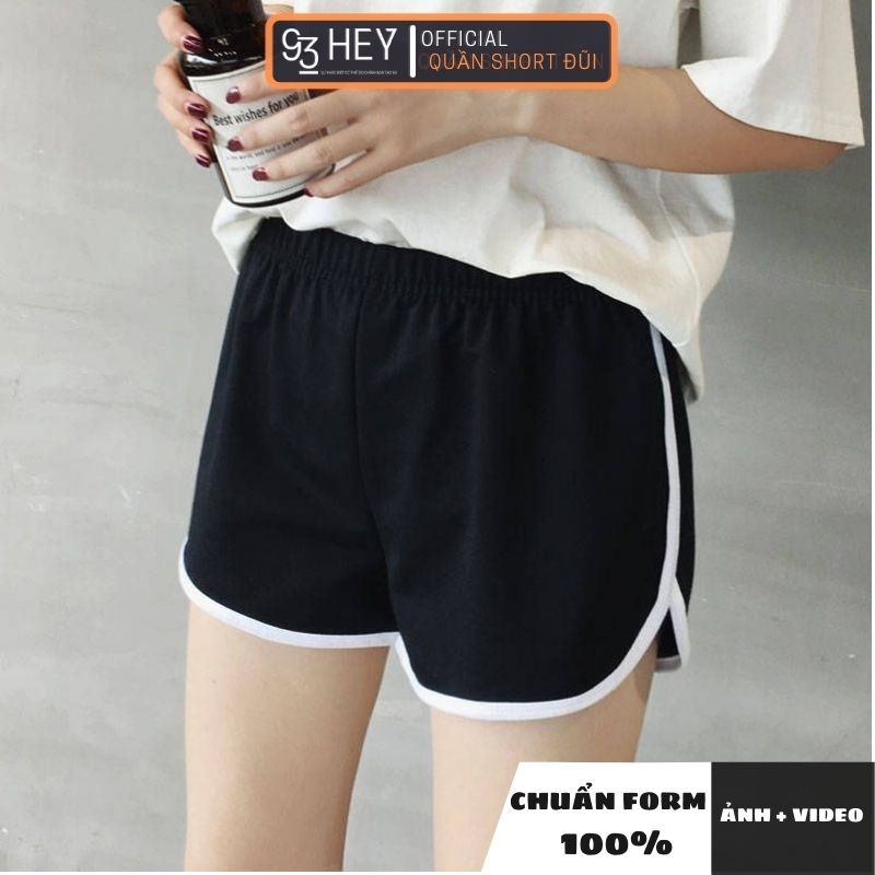 Quần Short Nữ Viền Trắng Cạp Chun Chất Thun Basic Co Giãn Siêu Dễ Chịu 93HEY QS04