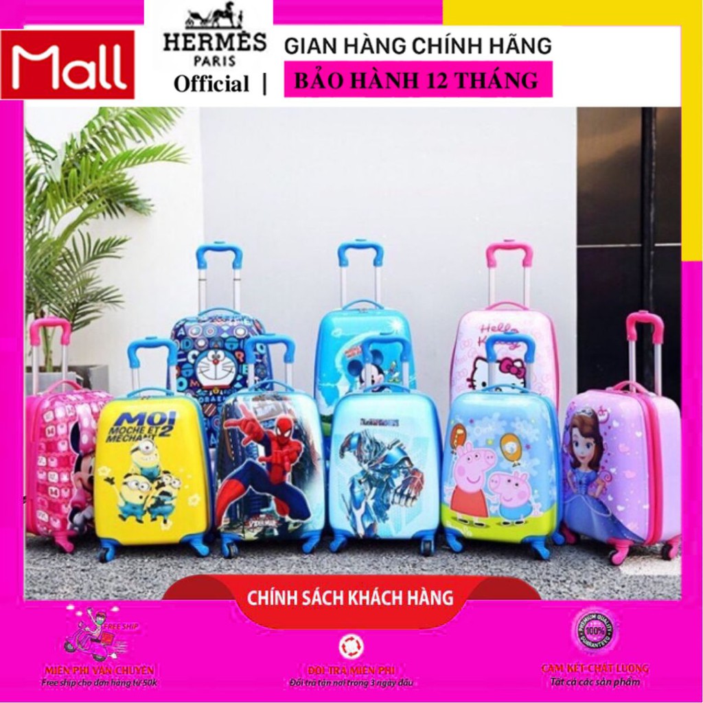 -Vali kéo du lịch cho trẻ em in 2 mặt hàng có sẵn