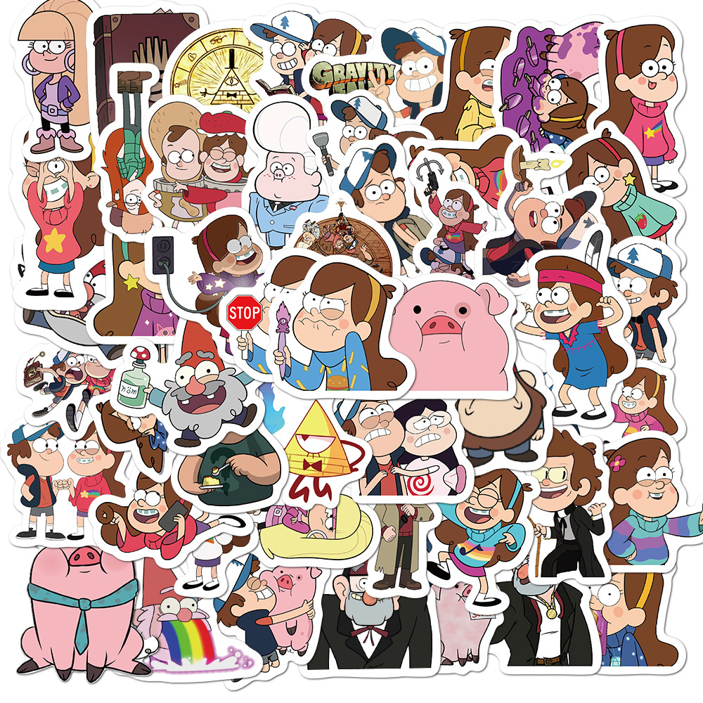 Set 50 Sticker Nhân Vật Trong Phim Gravity Falls Dán Trang Trí Laptop Notebook