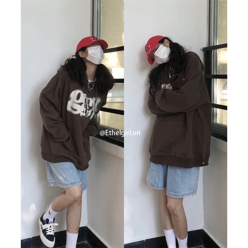 Áo hoodie dáng rộng in chữ phong cách đường phố | BigBuy360 - bigbuy360.vn