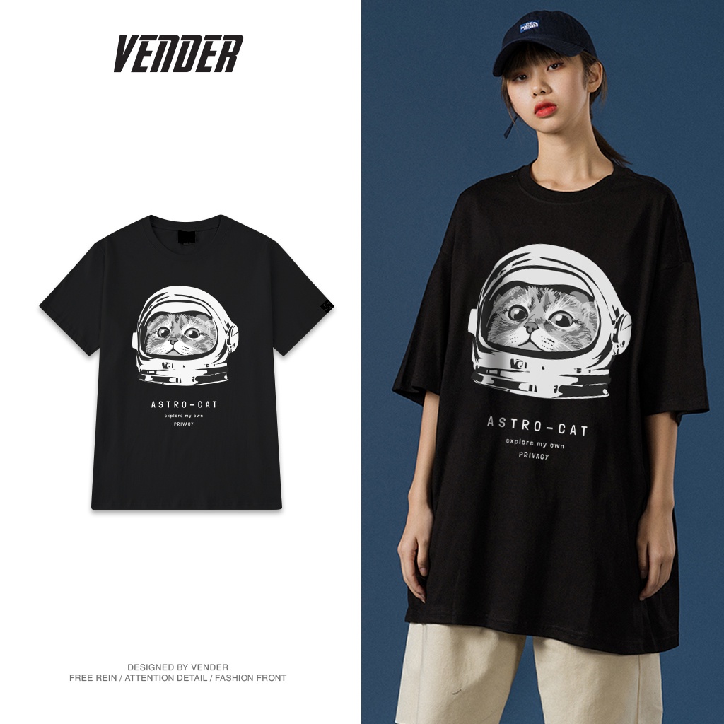 Áo thun T-shirt Astro-cat nam nữ nhiều màu-(V3) dáng oversize chất liệu cotton co giãn thoáng mát - Vender