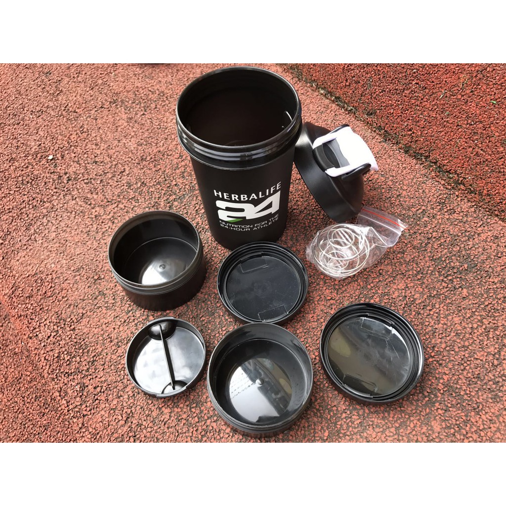 Bình lắc shake 3 ngăn HBL, 3 ngăn đựng, dung tích 700ml, có lò xo,