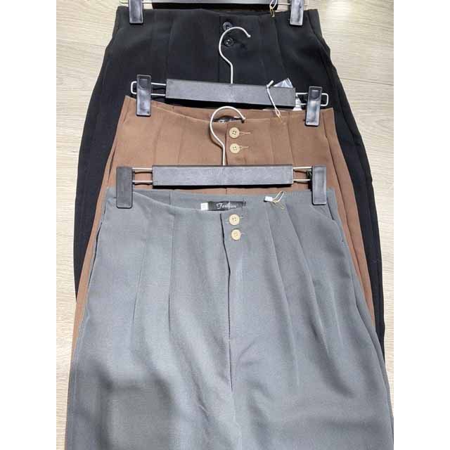 Chất dày đẹp- Form chuẩn  Quần baggy nữ cạp cao 2 cúc chiết ly xinh xắn giúp eo thon hit hot bao chất, QUẦN TÂY