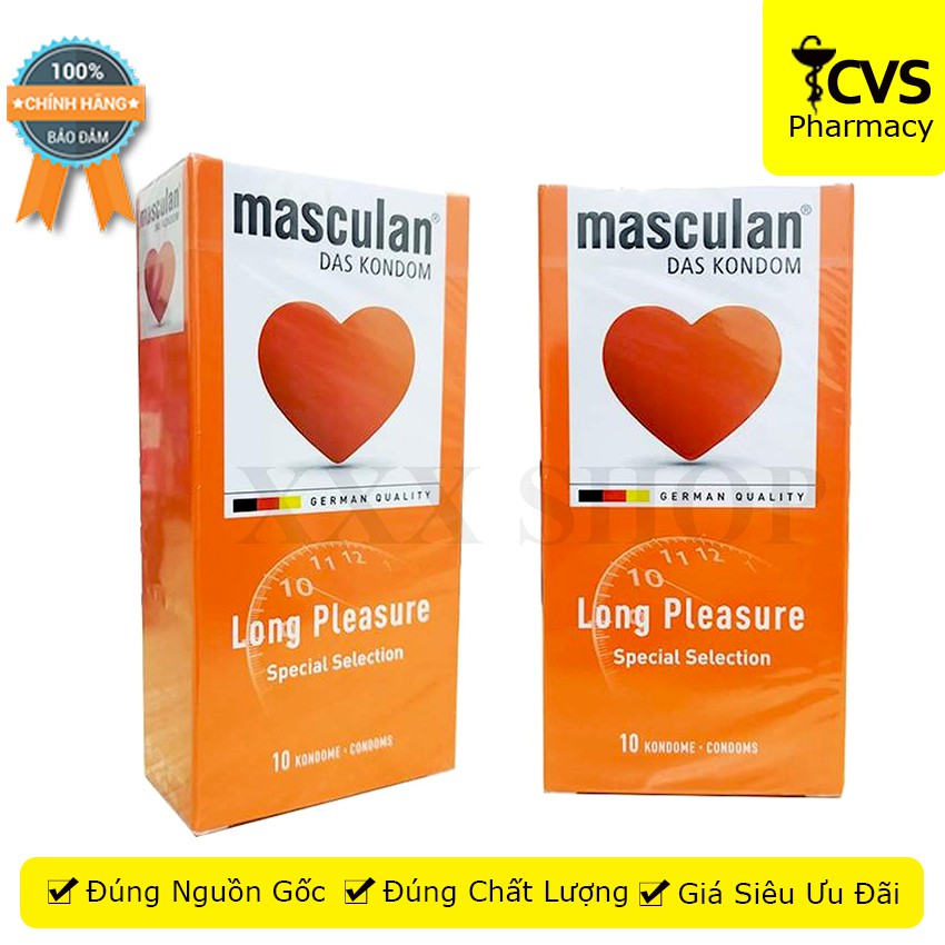 Bao Cao Su Masculan Long Pleasure Special Selection (Masculan Cam) Hộp 10 bao - Kéo dài thời gian - cvspharmacy