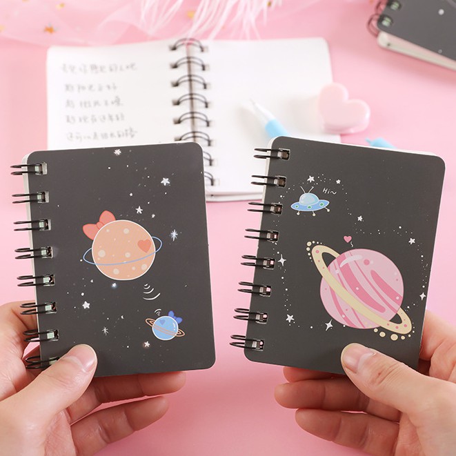 Zhishun dream planet rollover coil Lovely notebook this student portable pocket notebook mini notebook A7 small notebook Spring notebook Cute notebook bookmark paper brochure Blank paper book Coil notebook