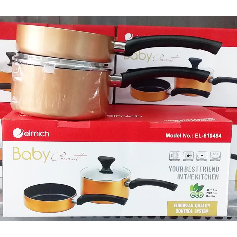 Bộ nồi chảo chống dính 16cm Elmich Smartcook Baby Star EL-610484 KM dùng bếp từ