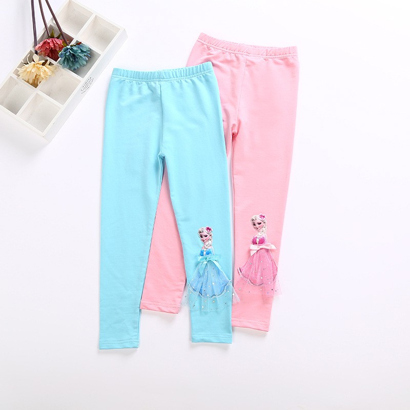 Quần Legging Cotton Màu Trắng In Hình Công Chúa Bạch Tuyết Belle Sophia Aisha Thời Trang Xuân Thu Cho Bé Gái