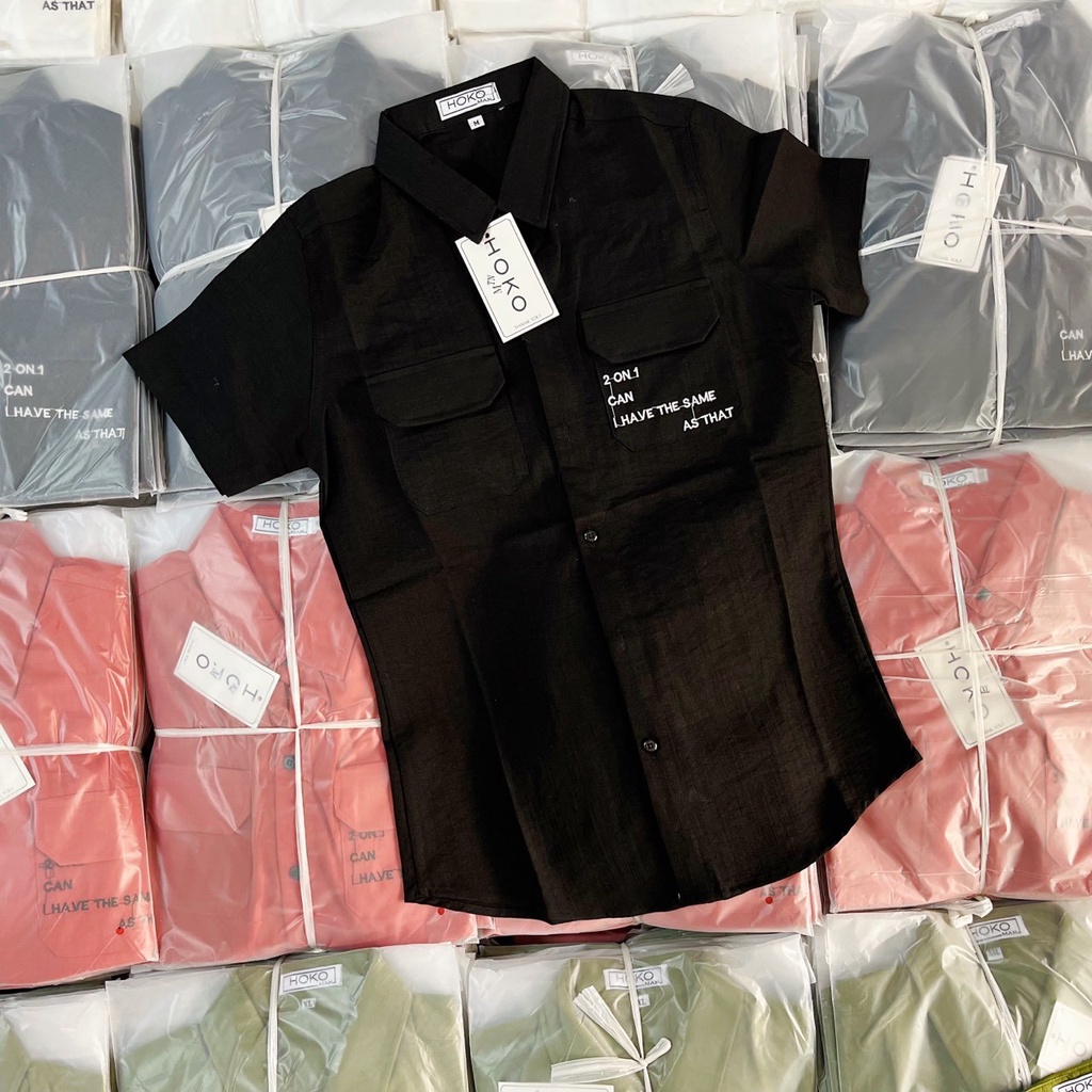 Áo sơ mi tay ngắn form hàn quốc trẻ trung với 4 màu thanh lịch