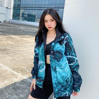 ÁO KHOÁC GIÓ LOANG HADES CỔ BẺ - ÁO KHOÁC LOANG CAO CỔ IN ĐẦU SÓI XANH ĐEN UNISEX